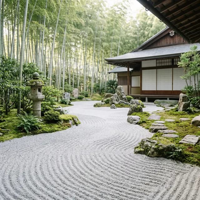 静寂な禅庭 — 清蓮の理念を象徴する空間